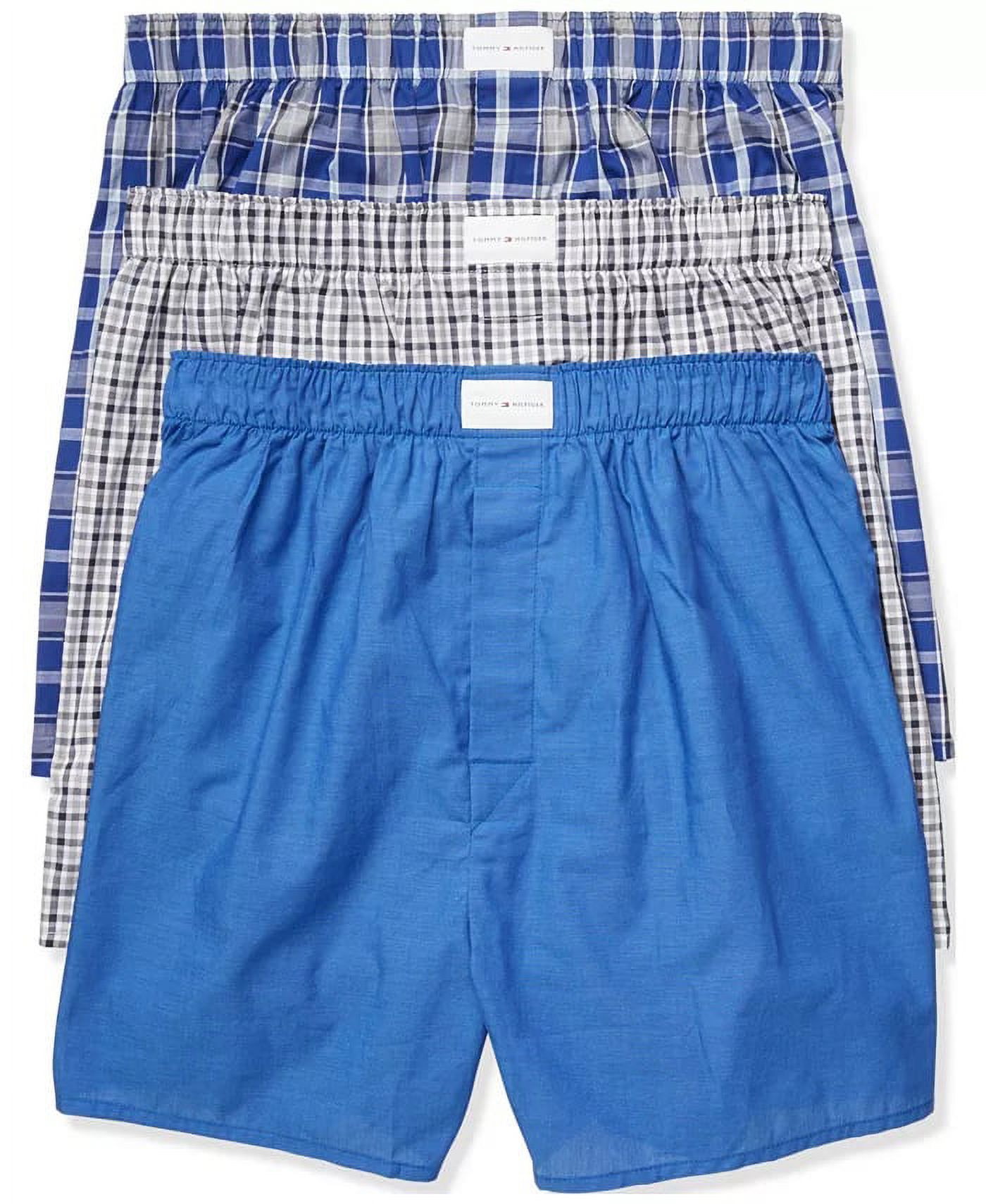 Men's Tommy Hilfiger 3-pack Cotton Classics Woven Boxers Color: Gray Blue White Plaid Size: S